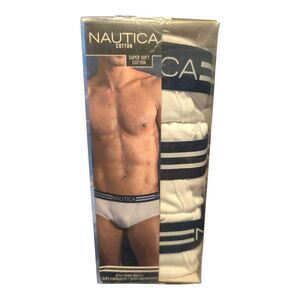 Nautica 3-Pack Super Soft Cotton Fly-Front Briefs WHITE Size SMALL 26-28 NEW